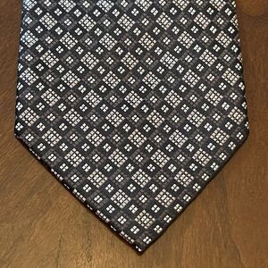 Pronto Uomo Black Gray 100% Silk Men’s Neck Tie Made In China